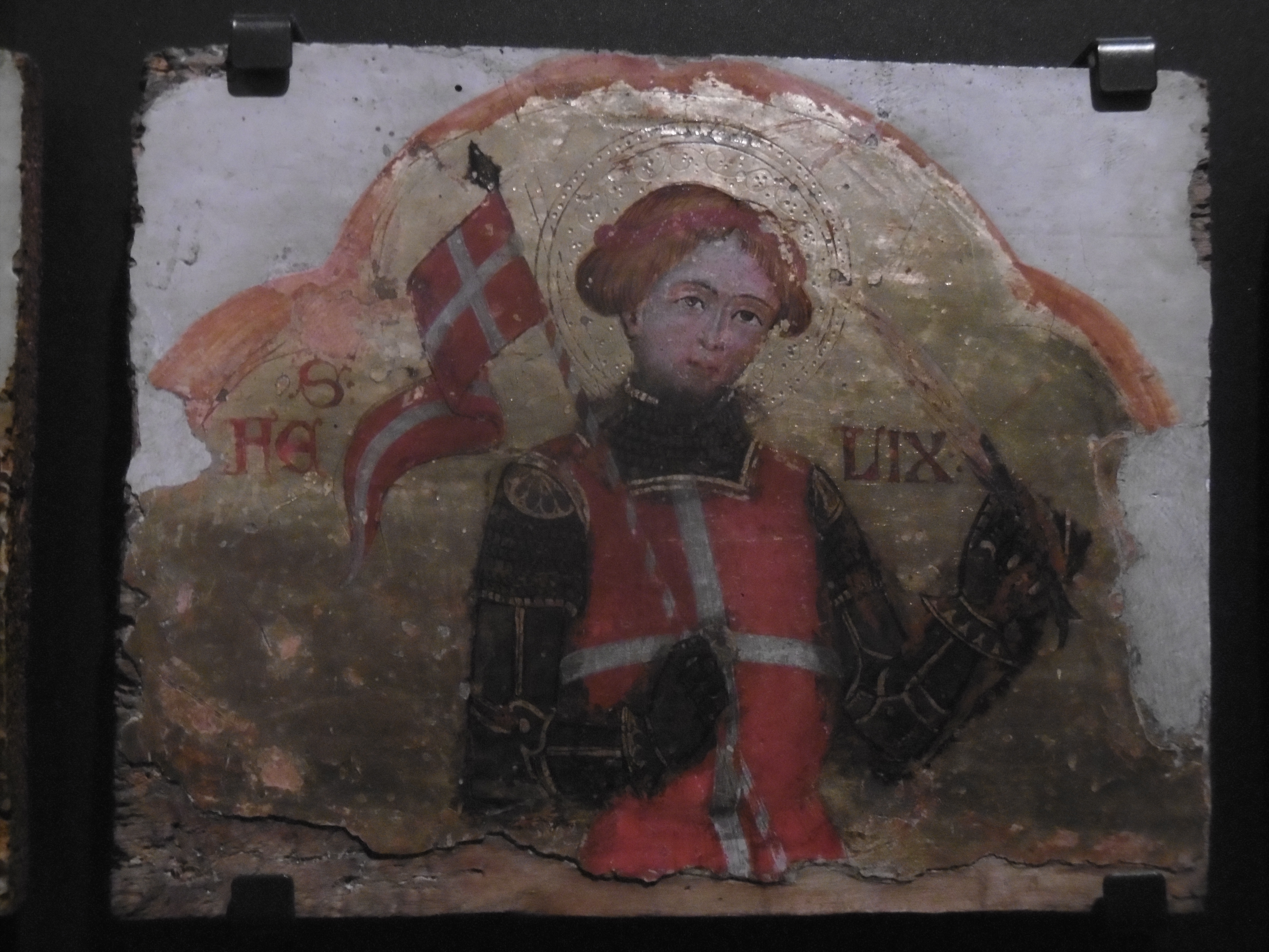 St. Felix in the armour of roughly 1400 with a red surcoat with a white cross on it