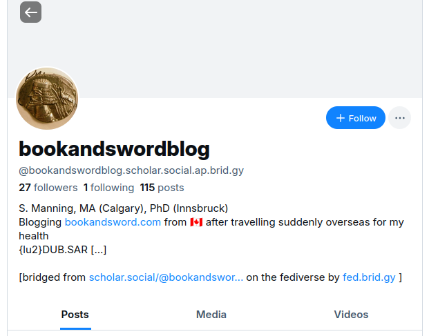 a screenshot of the Blueksky interface in light mode, a one-column layout with an icon, follow button, handles, and short bio against a white background